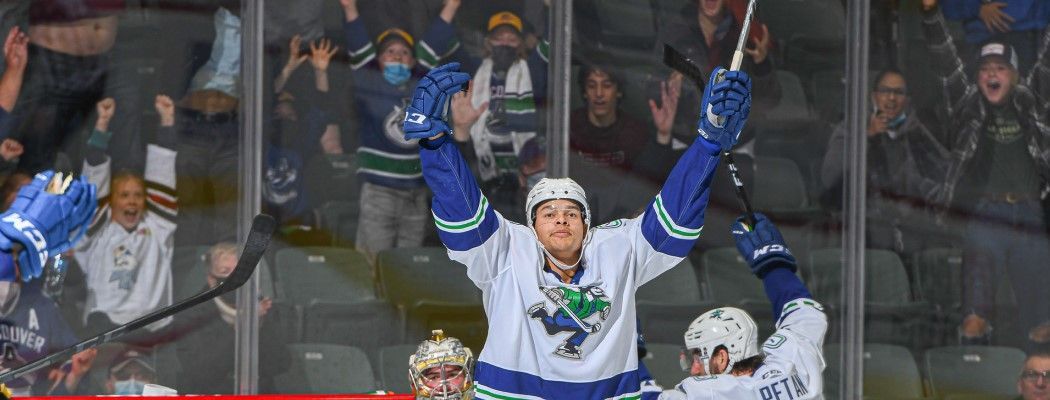 Justin Bailey celebrating his goal, the first home goal in franchise history.