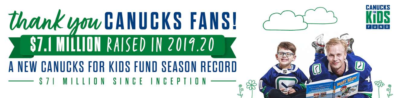 Thank you Canucks fans for a new canucks for kids fund season record